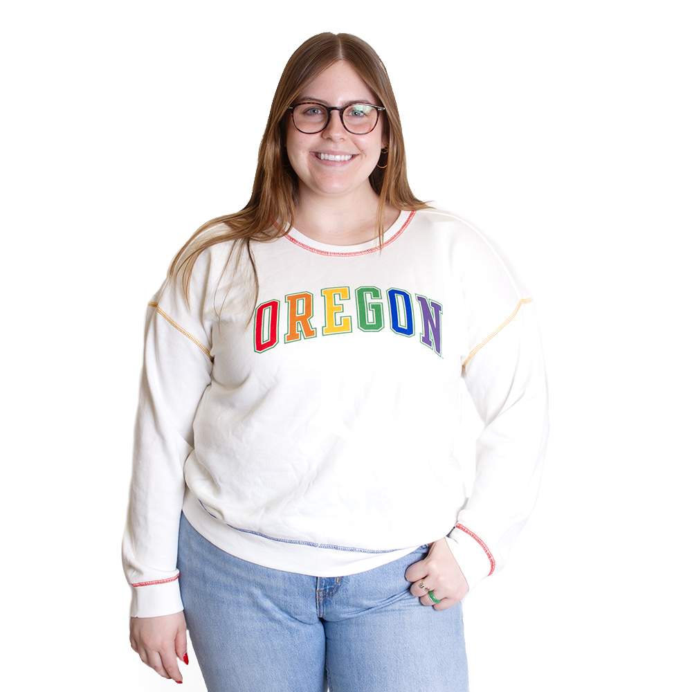 Arched Oregon, Camp David, White, Pullover, Cotton Blend, Women, Chalk, Rainbow design, Sweatshirt, 838510